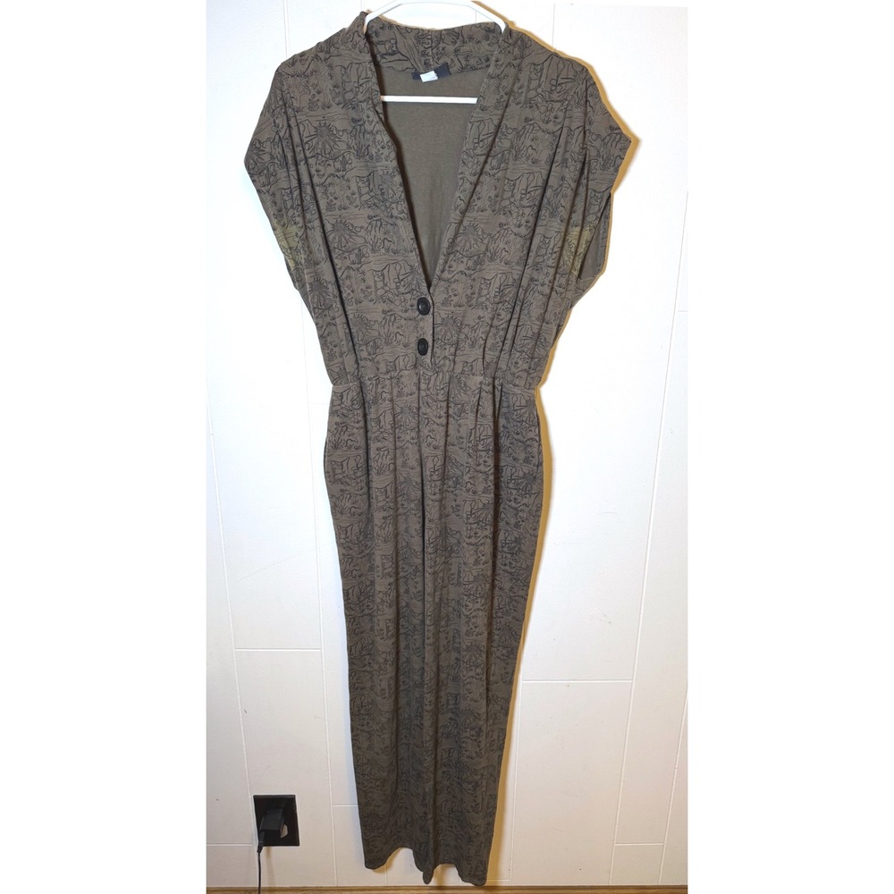 Nooworks Magic Suit Jumpsuit Olive Green Desert Print XL Cotton Short Sleeve USA